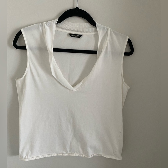 Massimo Dutti Classic Basic Sleeveless Shirt Top V-neck - Picture 1 of 5